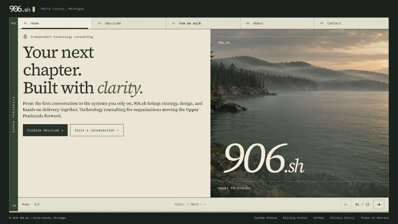 906.sh public website, captured October 25, 2026